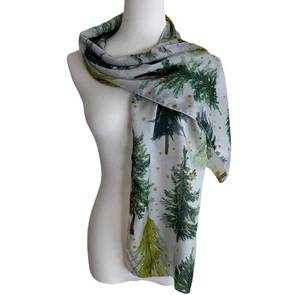 Holiday Christmas Tree Scarf Glitter Watercolor Sheer Wrap Winter Accessory - Bild 1 von 6