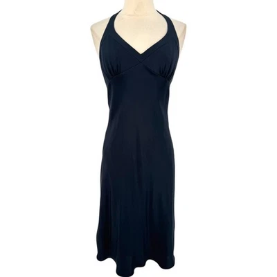 J. Vestido midi sin mangas Crew para mujer Y2K de seda Babydoll cuello halter azul talla 4 hada Foto 1 de 4