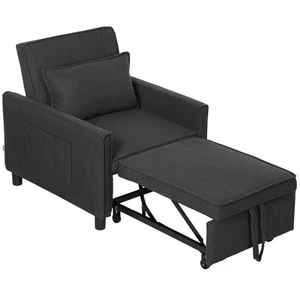 HOMCOM Poltrona Letto Singolo Reclinabile con Tasche Laterali Grigio Scuro - Foto 1 di 10