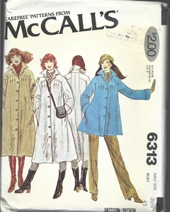 PS Vintage Half Siz McCall's Pattern #6313-Misses Coat-Raincoat/Jacket Sz 20 1/2 - Picture 1 of 1