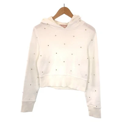 Auténtica sudadera con capucha VALENTINO Rock studs 1B3MF18L7D8 Parker algodón blanco Foto 1 de 4