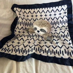 Cloud Island Faultier Sicherheitsdecke Lovey Navy Blau Satinborte Lovie Blankie - Bild 1 von 8