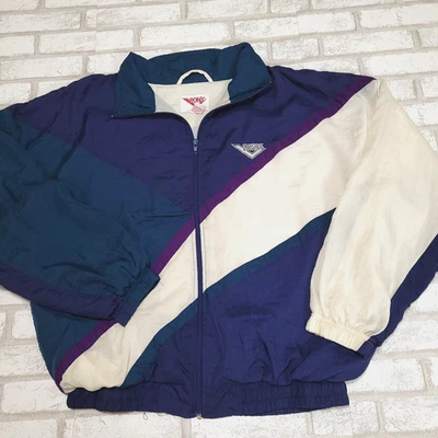 Vintage 90s Pony Blue Teal Colorblock Retro Nylon Windbreaker Jacket Mens Large - Image 1 of 4
