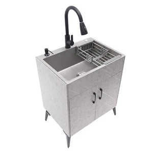 Mobile cucina mobile bagno moderno mobiletto lavabo con rubinetto estraibile - Foto 1 di 20