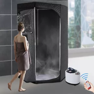 Indoor Personal Home Spa Room Relaxation Steam Room Black W/ Portable Steam Box - Picture 1 of 19