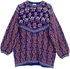 Suéter Diseño Islandés 100% Lana S/M Tejido Isla Feria Y2k Estilo Vintage - Imagen 1 de 8