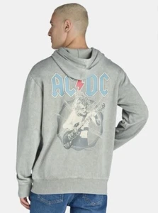 NEU NOS ACDC Herren Grafik blau Logo Hoodie Sweatshirt grau/grau S SMALL AC/DC - Bild 1 von 4