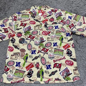 NFL Tampa Bay Buccaneers Hemd Herren L All Over Print Hawaii Knopf Beige S/S - Bild 1 von 24