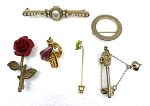 Konvolut 6 Broschen Anstecknadeln 1 signiert Olit USA viele Vintage - Bild 1 von 9