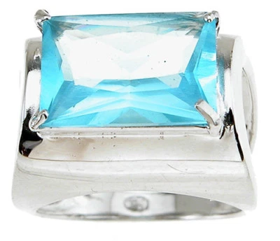 Anillo de topacio simulado de plata de ley de 8,0 quilates de moda para mujer talla 8 Foto 1 de 3