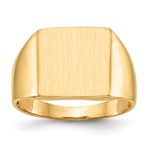 10K Solid Yellow Gold Mens Custom Engraved Signet Ring - Picture 1 of 82