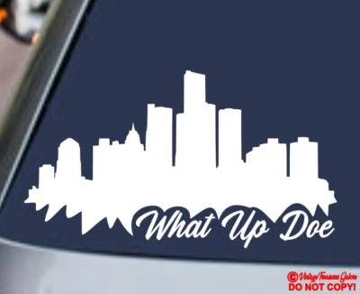DETROIT WHAT UP DOE Vinilo Calcomanía Adhesiva Parachoques Ventana Coche 313 BMF MOTOR CITY EE. UU. Foto 1 de 4