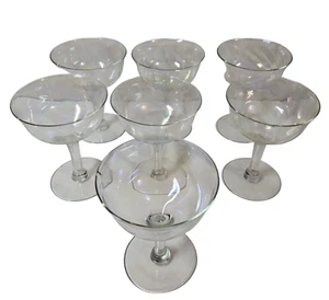 Iridescent Wine Glasses Champagne Dining Rainbow Vtg 1920s Set of 7 Chipped - Picture 1 of 6
