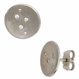 Pendientes De Clavo De Platino 950 Mate Con 10 Diamantes, Para Damas - Imagen 1 de 1