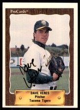 1990 ProCards Dave Veres IP Signed Auto Tacoma Tigers #90