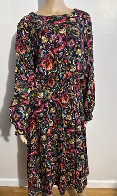 VESTIDO BOHO CROFT & BARROW Mujer MULTICOLOR MANGA LARGA PAISLEY GRANDE ¡NUEVO! Foto 1 de 4