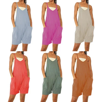 Overall Kurze Hose Spielanzug Overall Hose Sommer Einfarbig Taschen ▽ - Bild 1 von 4