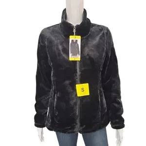 32 Degrees Heat Womens Zip Frot Plush Jacket Small Size Black w Pockets - Picture 1 of 11