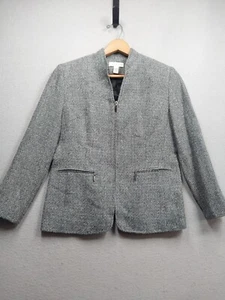 Amanda Smith Jacket Women's 6 Full Zip Gray Pockets Lined Lightweight - Picture 1 of 6