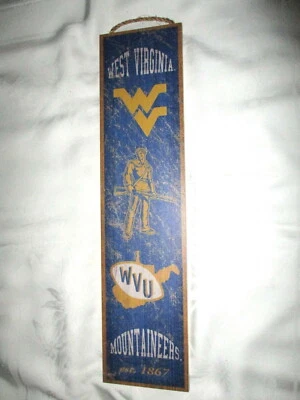 WEST VIRGINIA MOUNTAINERS Heritage Banner Wood Sign 24" x 6" #02 - NEW - Image 1 of 2