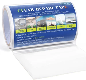 Vinyl Repair Tape Tenacious Clear Patch Repair Tape RV Awning Fabric Tape Canvas - Picture 1 of 12
