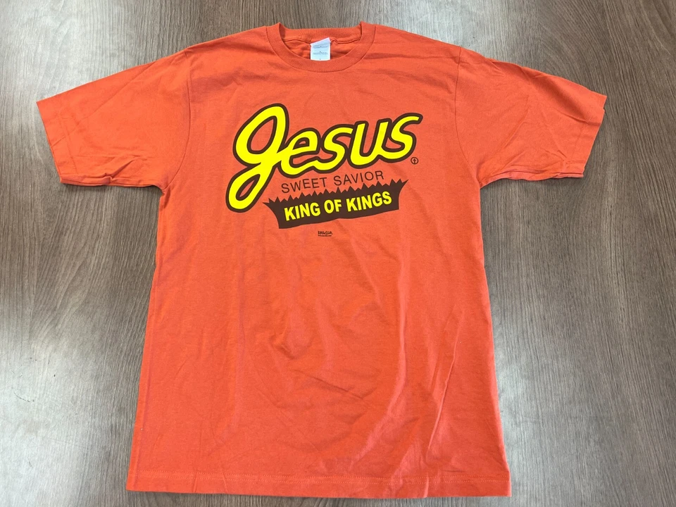 GILDAN VINTAGE JESUS T SHIRT REESE'S PARODY TEE L KERUSSO CHRISTIAN TEE 90S NOS NEW