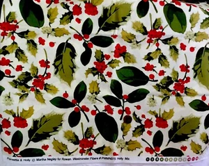 Poinsettia & Holly, Martha Negley For Rowan Westminster Fibers Fabric One Yard - Picture 1 of 1