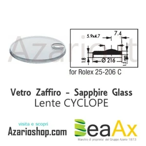 Vetro Zaffiro Rolex Cyclope 25.206C con lente guarnizione inclusa - Swiss Made - Picture 1 of 1