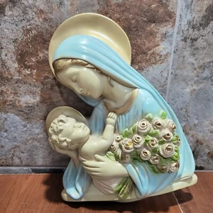 Placa de pared vintage de tiza María y Jesús reliquia católica religiosa 3D mano Pa - Imagen 1 de 19