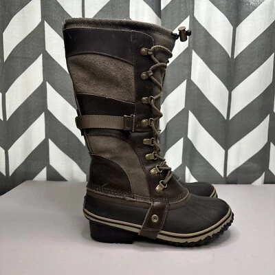 Botas de invierno Sorel Conquest Carly altas con cordones marrones impermeables para mujer 7 Foto 1 de 4