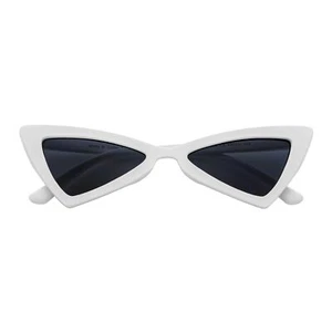 BOWTIE - Triangle Pointed 90s Fashion Small Cat Eye Sunglasses White Smoke - Picture 1 of 8