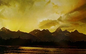 Sunset Over The Tetons Mountain Landscape Open Edition Fine Art Print 10x16  - Picture 1 of 1