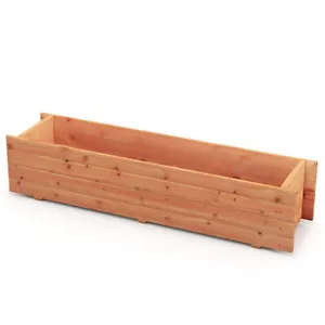 Fir Wood Planter Box with 2 Drainage Holes and 3 Added Bottom Crossbars-Orange - - Picture 1 of 5