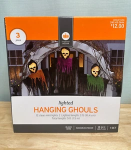 Halloween 3 Stück beleuchtete hängende Ghule klare Mini Lichter schwarzer Draht - Bild 1 von 4