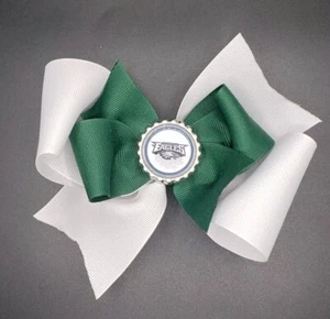 New HAIRBOW NFL Playoffs Philadelphia Eagles LARGE Hair Bow Glitter NFC EAST - Picture 1 of 5