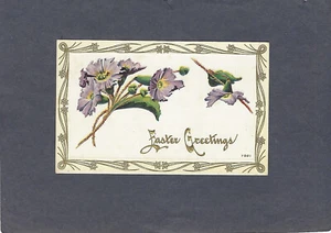 VINTAGE GEPRÄGTE OSTERGRÜSSE ANSICHTSKARTE - BLUMEN - Bild 1 von 2