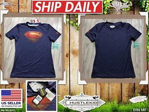 Neu Under Armour UA Jungen Superman Shirt Jugend Wärmeausrüstung passend DC Comics YXL XL