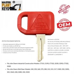 Minicargadoras compactas John Deere 209428 KV13427 ELI80-0138 llave maestra - Imagen 1 de 1
