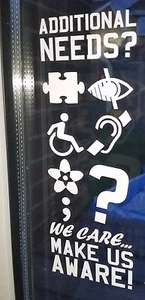 DISABILITY Window Sticker, DECAL, SHOP, BUSINESS, PUB autism dementia blue badge - Picture 1 of 2