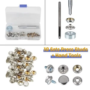 15mm Screw Press Studs Snap Fasteners Boat Covers Hoods Caravans Leather - Picture 1 of 12
