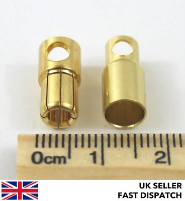 *HEAVY DUTY* 6mm Lipo Bullet Gold Connectors / Banana Plug RC - 1/2/5/10 pairs - Image 1 of 3