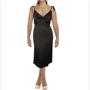 Danielle Bernstein Womens Black Satin Sleeveless V-Neck Midi Dress Plus 20W - Picture 1 of 8