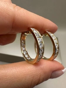 9Ct Yellow Gold 2.98Ct Lab-Grown Diamonds Hoop Earrings Lgsl37 - Photo 1 sur 17