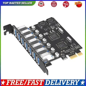 7-Port USB 3.0 PCIe Expansion Card 5Gbps PCI-E Extender (VIA And NEC Chip) - Afbeelding 1 van 12