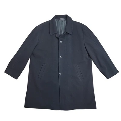 Abrigo vintage de mezcla de cachemir para hombre L 46 negro de un solo pecho tela italiana Foto 1 de 4