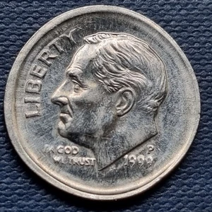 1999 P Roosevelt Dime 10c ERROR - Major + Deep Broad Strike Broadstruck  #96223 - Picture 1 of 2