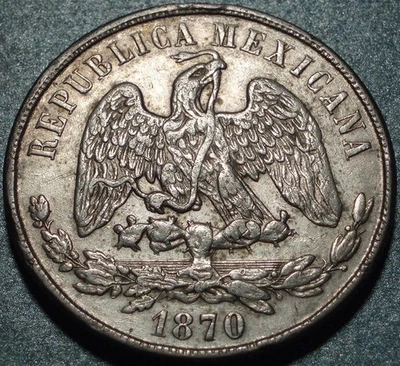 1870 MEXICO CITY MINT Crown Size SILVER "UN PESO" Assayer M PRESIDENT JUÁREZ - Image 1 of 3