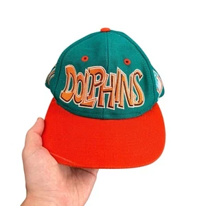 Vintage 90s Miami Dolphins Snapback Hat Cap NFL Drew Pearson Spellout Wool Blend - Picture 1 of 7