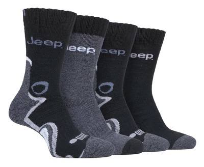 Jeep 4 Pack Mens Rich Cotton Blend Shock Absorption Terry Cushioned Boot Socks - Image 1 of 4