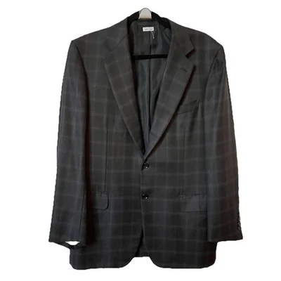 Brioni Harry Rosen Black Plaid Check Sports Coat Blazer Wool Mens 40 R Flawed — 第 1/4 张图片